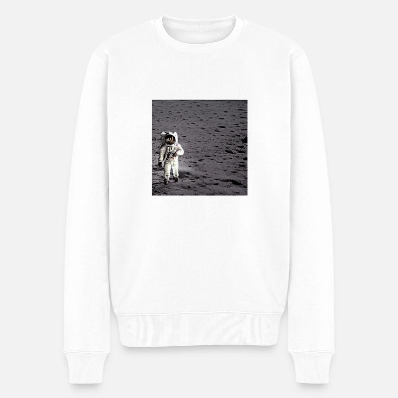 Astronaut alleine auf dem Mond - Männer Premium Bio Pullover - Weiß