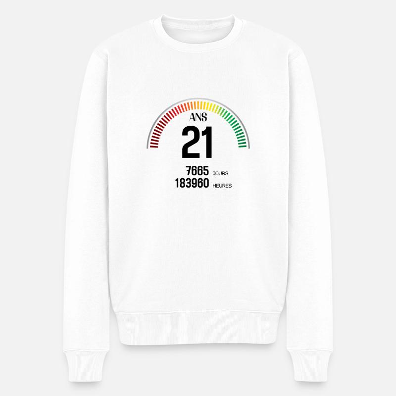 Anniversaire 21 ans Compteur - Pull Premium bio Homme - blanc