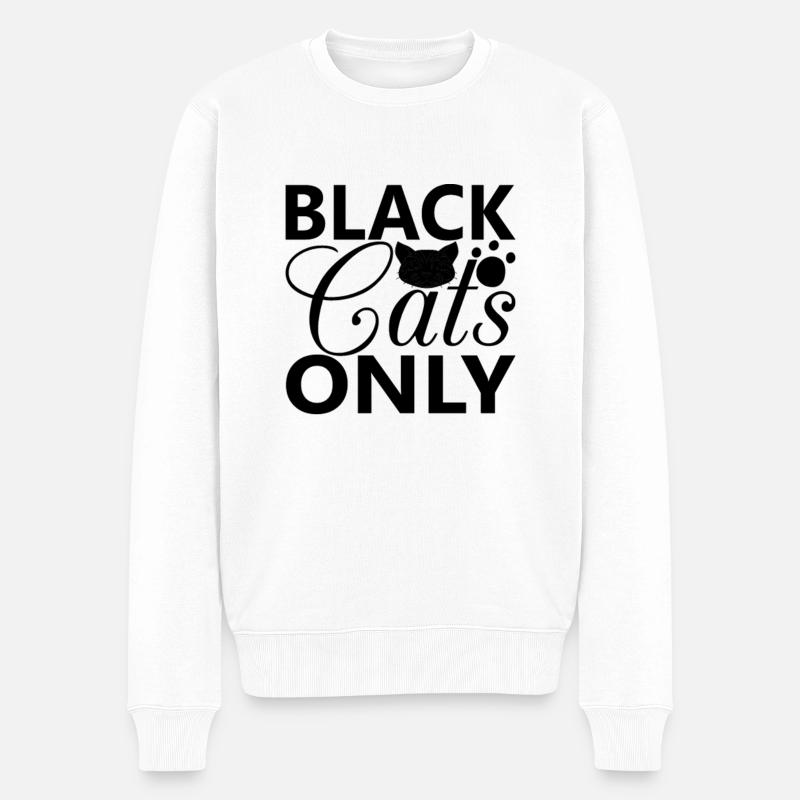 Black Cats Only - Männer Premium Bio Pullover - Weiß