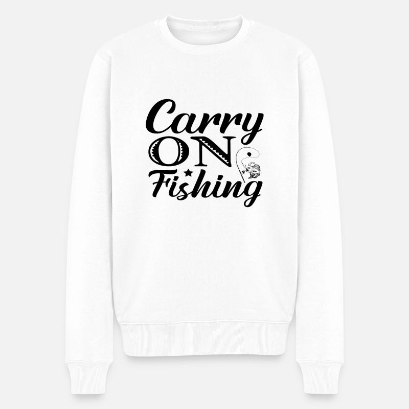 Carry on Fishing - Männer Premium Bio Pullover - Weiß
