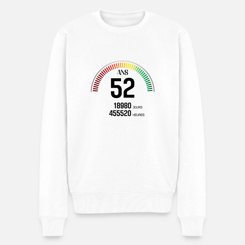 Anniversaire 52 ans Compteur - Pull Premium bio Homme - blanc