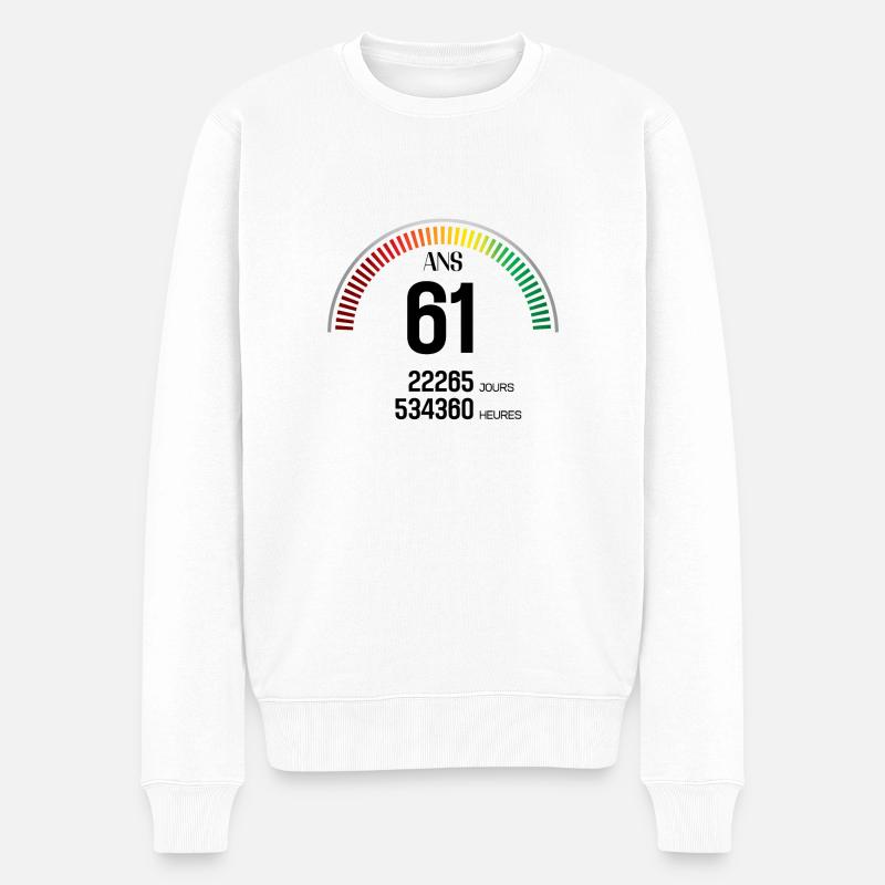 Anniversaire 61 ans Compteur - Pull Premium bio Homme - blanc