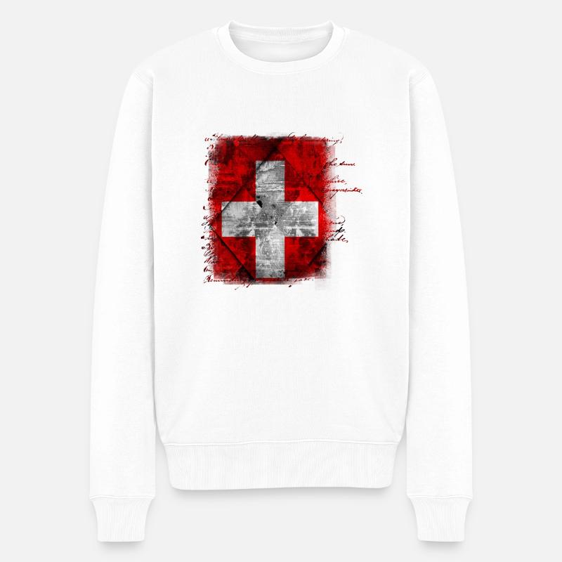Drapeau de la Suisse - Pull Premium bio Homme - blanc