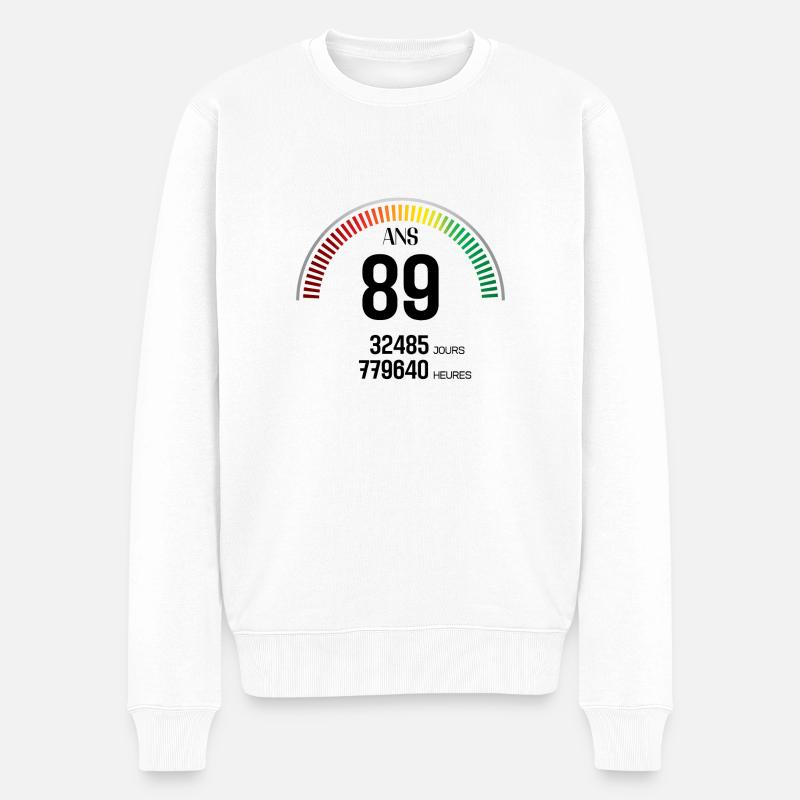 Anniversaire 89 ans Compteur - Pull Premium bio Homme - blanc