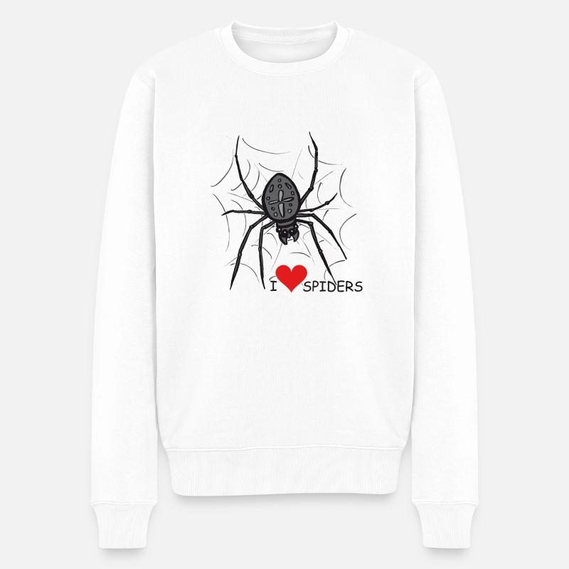 Spinne, Spinnennetz, Halloween - Männer Premium Bio Pullover - Weiß