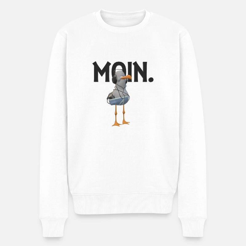 Moin Möwe Lustig Seemann Begrüssung Küste Norden - Männer Premium Bio Pullover - Weiß