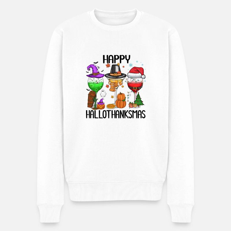 Happy Hallothanksmas - Pull Premium bio Homme - blanc