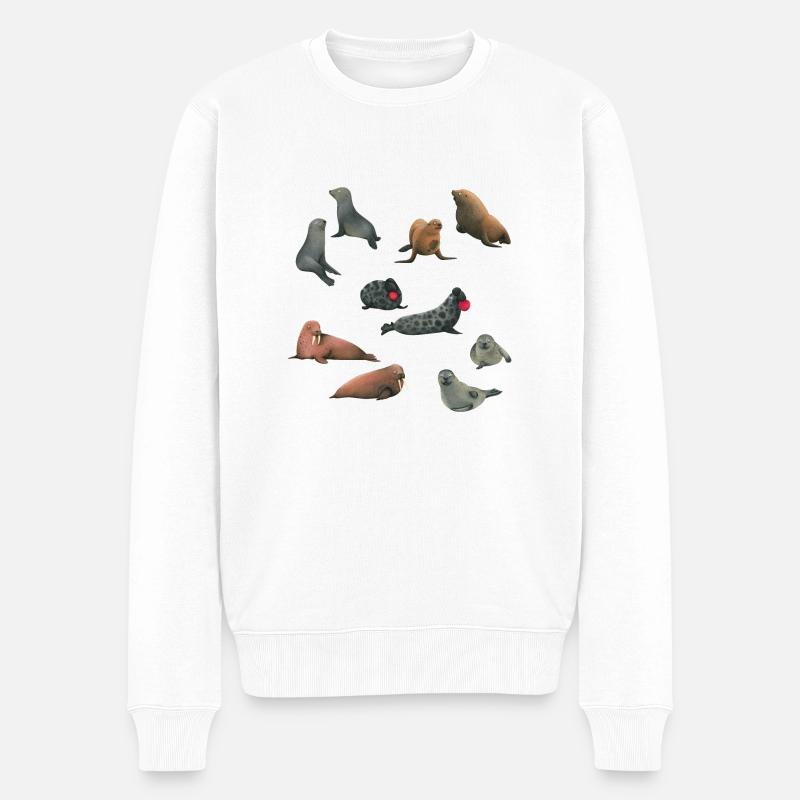 Freunde des Meeres - Männer Premium Bio Pullover - Weiß