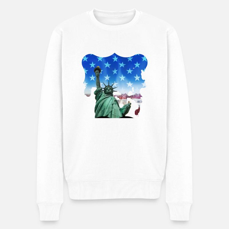 Statue de la Liberté, États-Unis - Pull Premium bio Homme - blanc