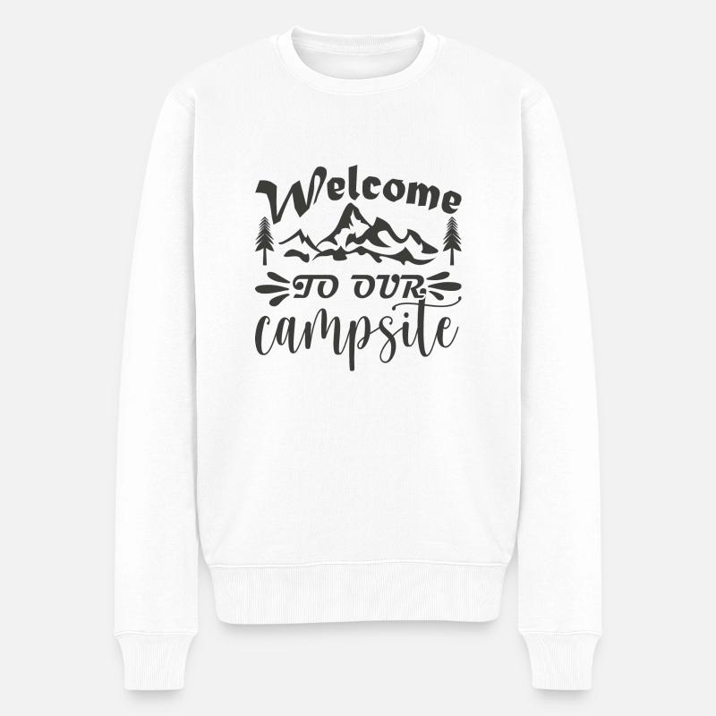 Bienvenue dans notre camping - Pull Premium bio Homme - blanc