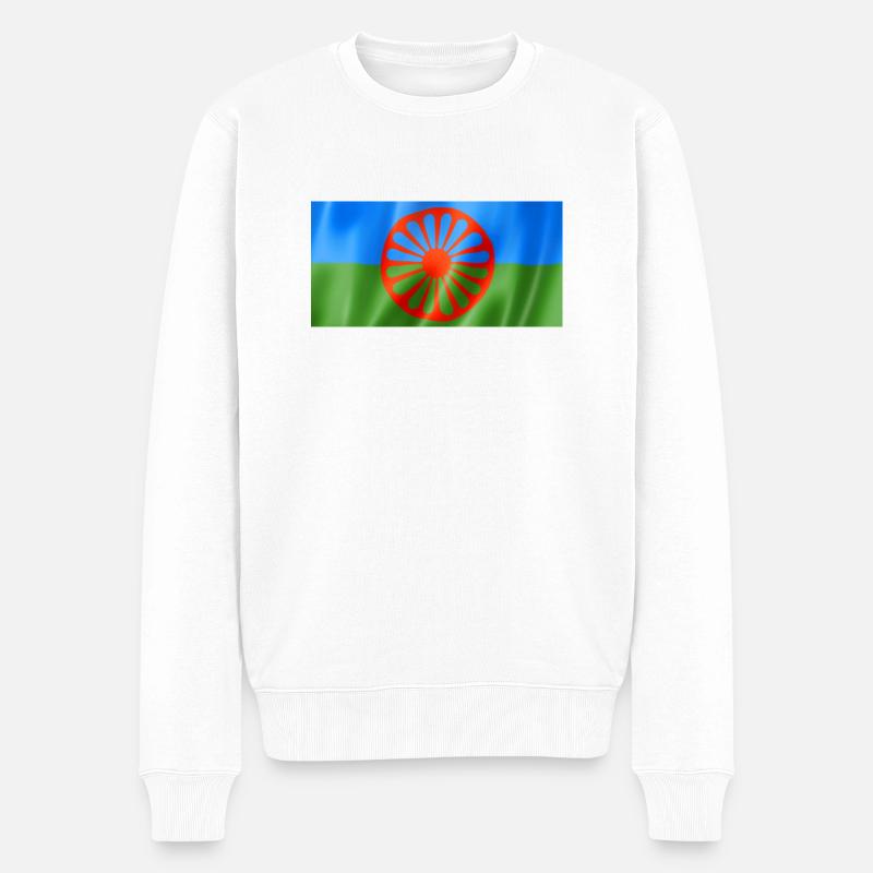 Drapeau rom et sinti - Design flottant - Pull Premium bio Homme - blanc