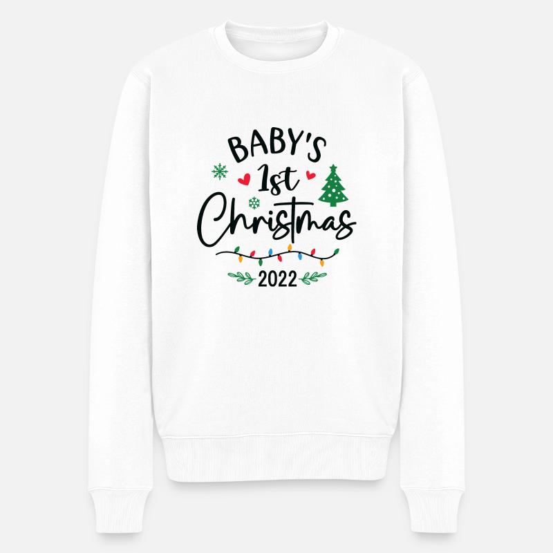 1er Noël de bébé 2022 - Pull Premium bio Homme - blanc