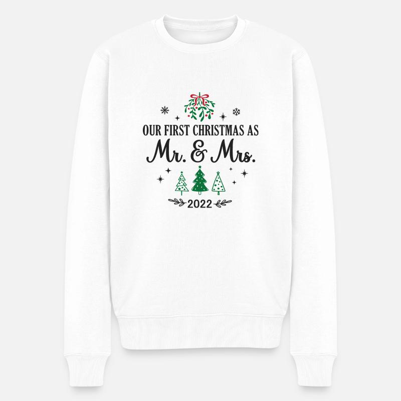 Our First Christmas as Mr And Mrs 2022 - Männer Premium Bio Pullover - Weiß