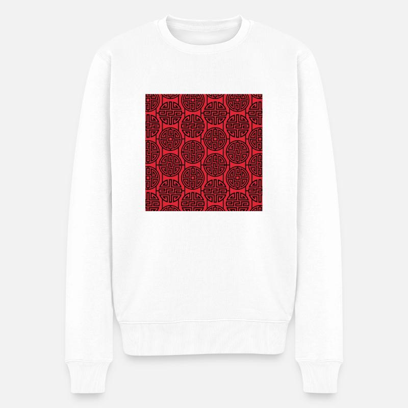 Chinesisches Muster - Männer Premium Bio Pullover - Weiß