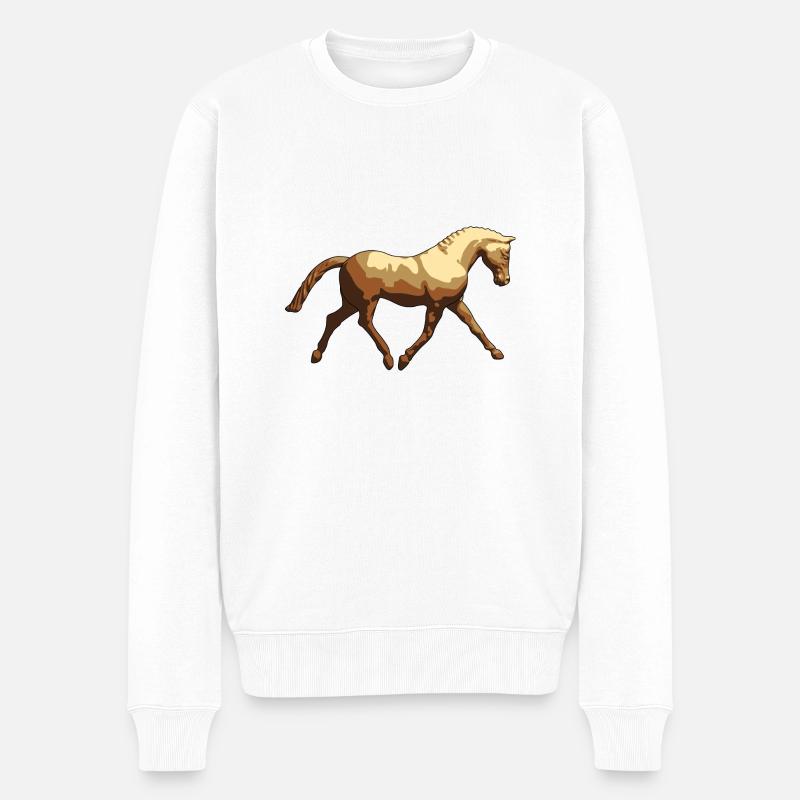 Pferd - Männer Premium Bio Pullover - Weiß