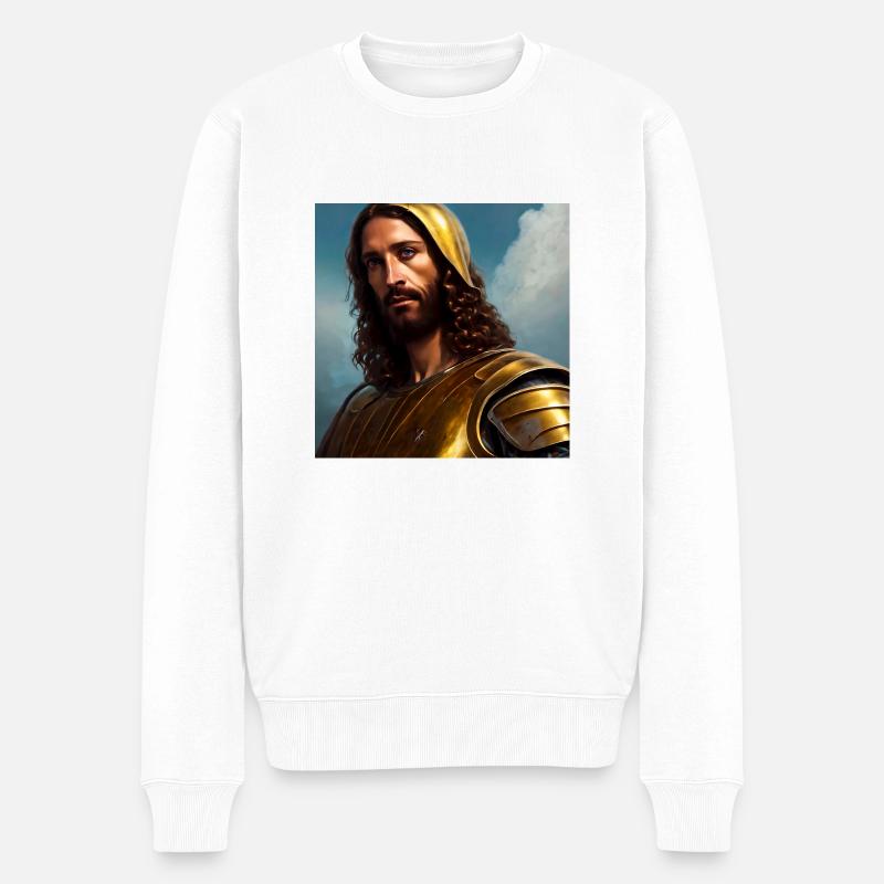 Jesus Christus, König der Könige. Digitale Malerei - Männer Premium Bio Pullover - Weiß