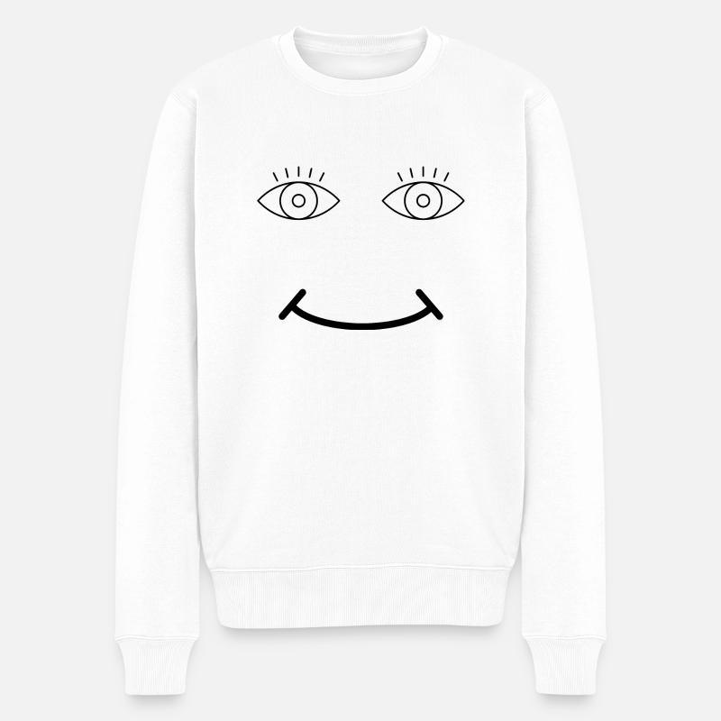 Gesicht - Männer Premium Bio Pullover - Weiß