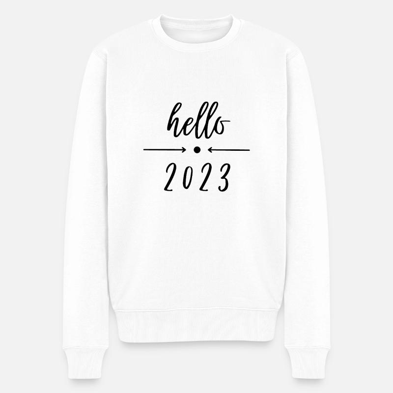 hello 2023 - hello party, Silvester - Männer Premium Bio Pullover - Weiß