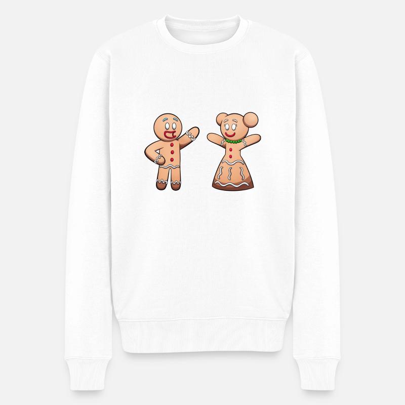 Lebkuchen Mann und Frau - Männer Premium Bio Pullover - Weiß