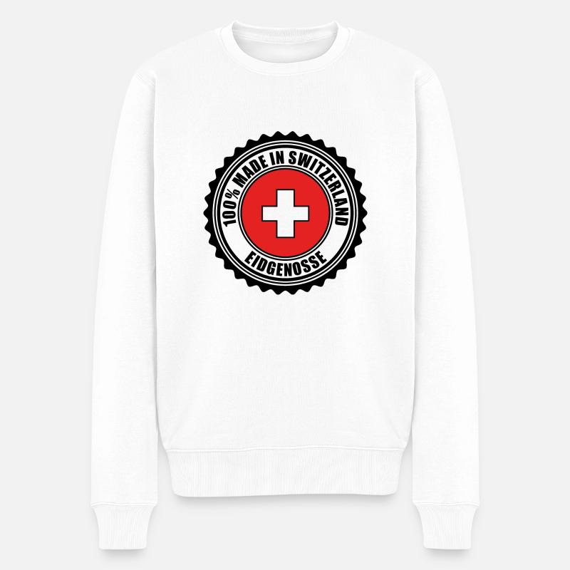 Schweiz - Männer Premium Bio Pullover - Weiß