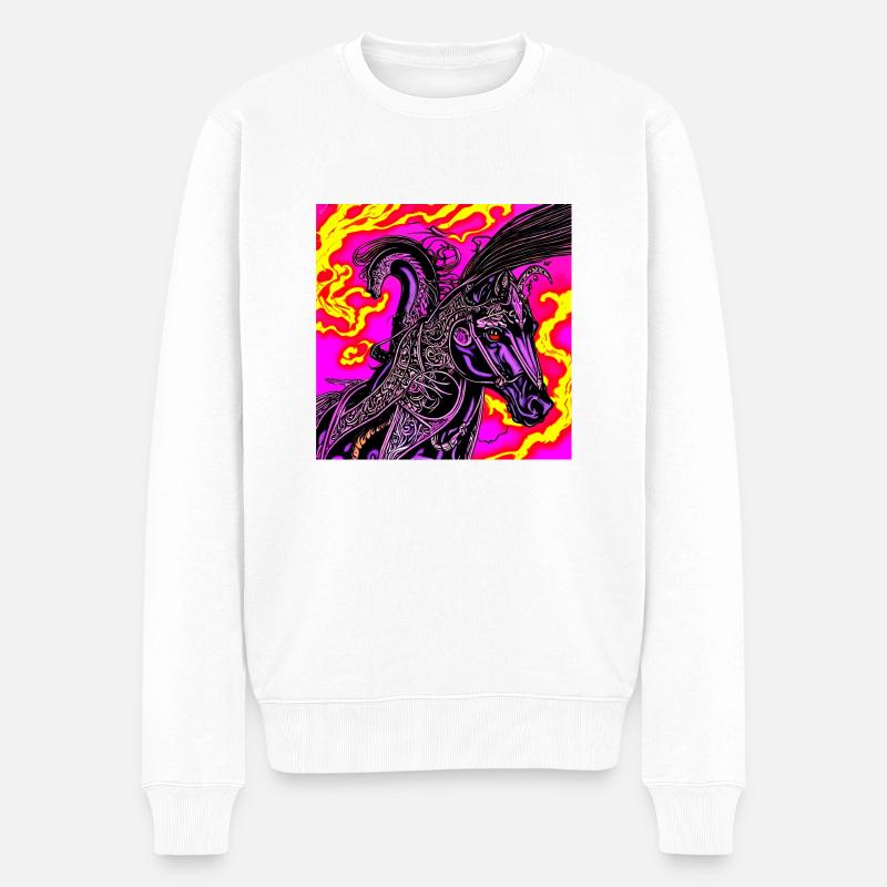 Illustration abstraite d’un cheval - Pull Premium bio Homme - blanc