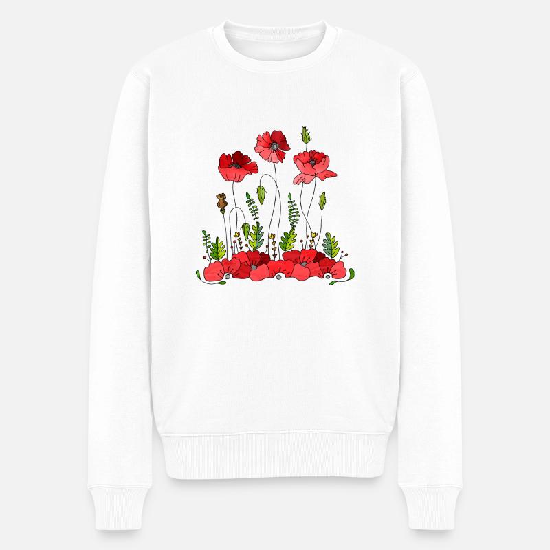 Blumen - Männer Premium Bio Pullover - Weiß