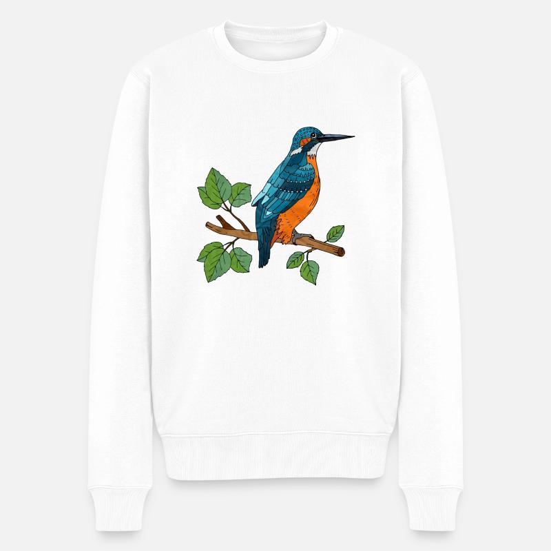 Bunter Vogel - Männer Premium Bio Pullover - Weiß