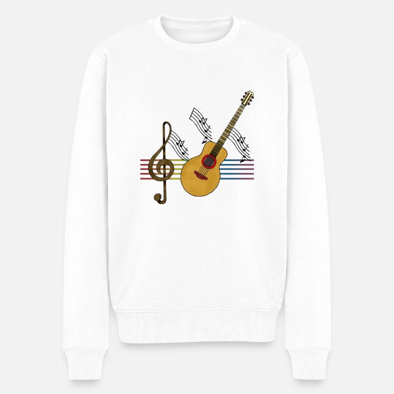 Gitarre - Männer Premium Bio Pullover - Weiß