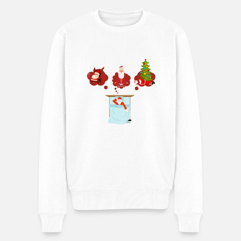 Kaffee-Yoga-Schlafwiederholung - Männer Premium Bio Pullover - Weiß