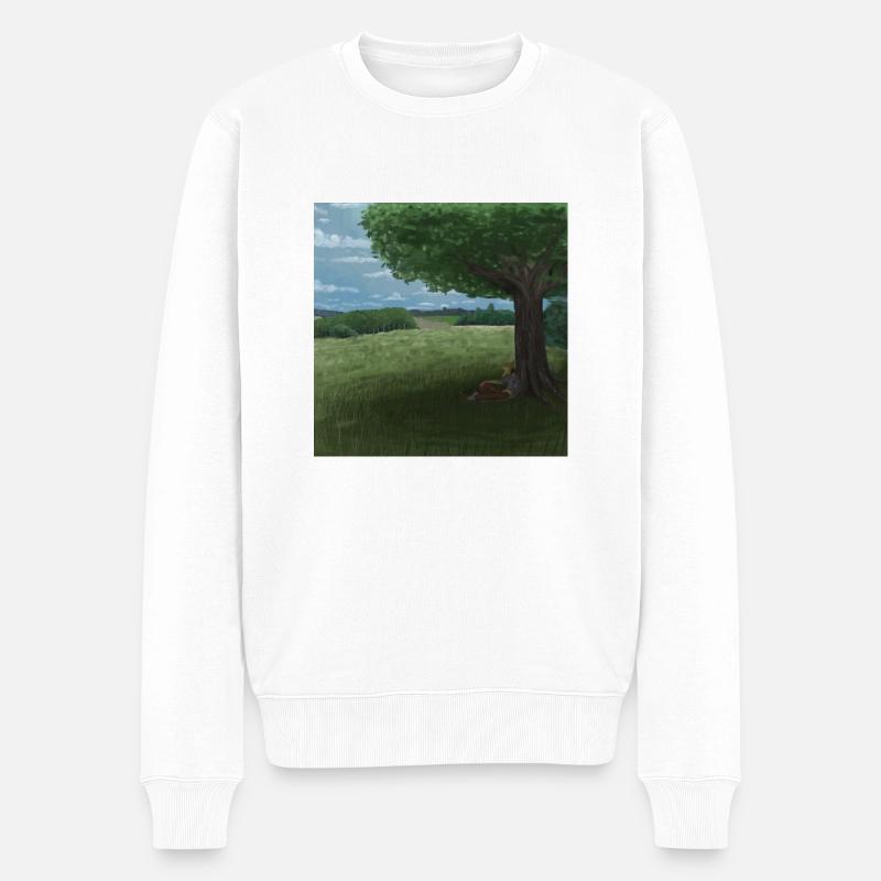 Landschaftsmalerei - Männer Premium Bio Pullover - Weiß