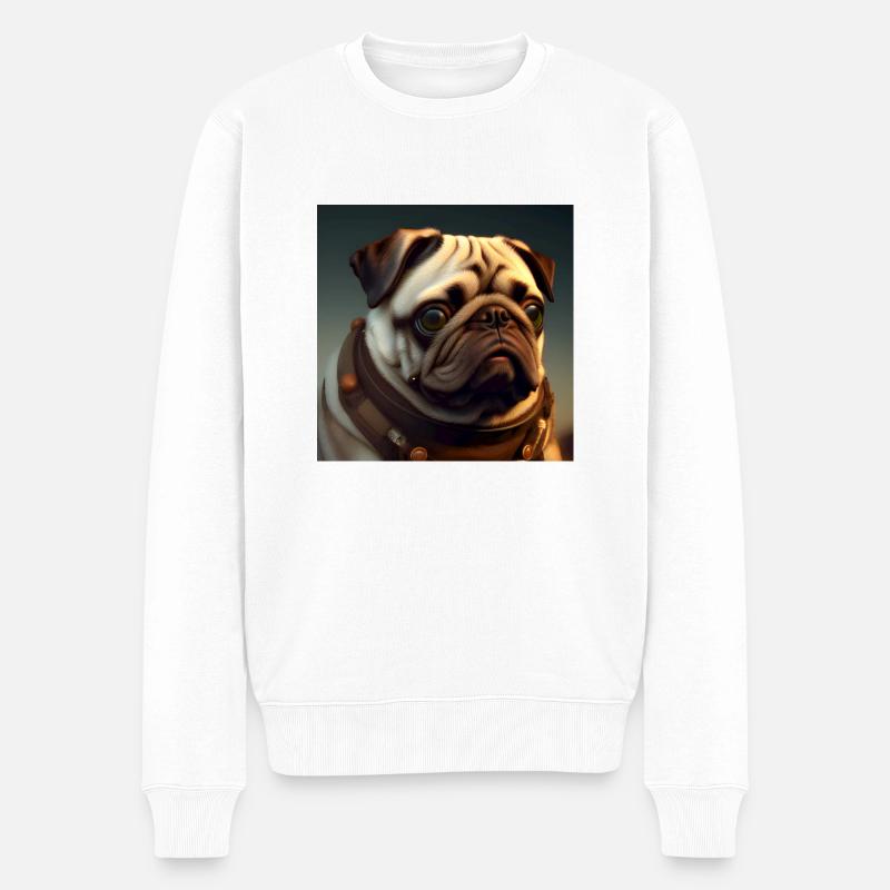 Mops - Männer Premium Bio Pullover - Weiß