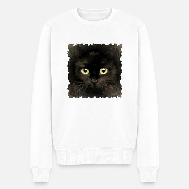 Katze - Männer Premium Bio Pullover - Weiß