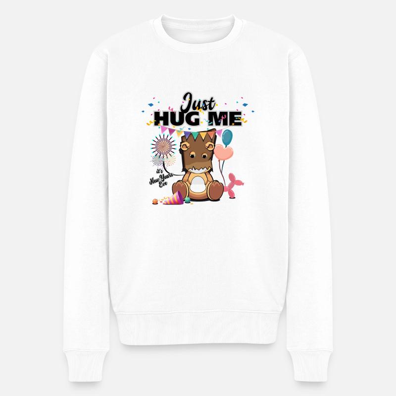 Just Hug Me - Teddy "Shy" Series New Years Eve - Männer Premium Bio Pullover - Weiß