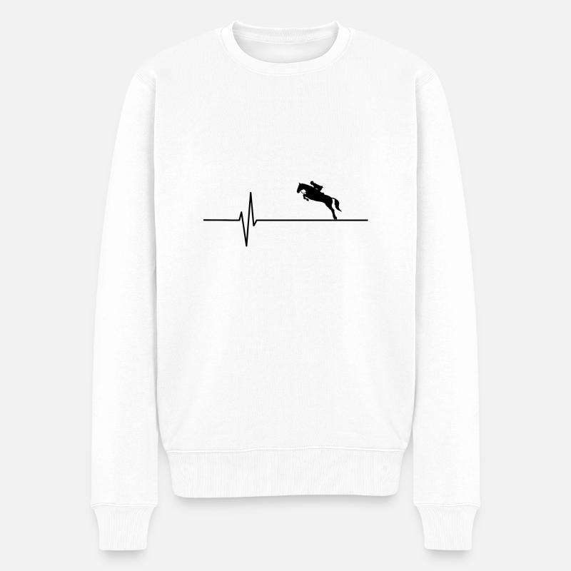 Herzschlag für Reiten - Männer Premium Bio Pullover - Weiß