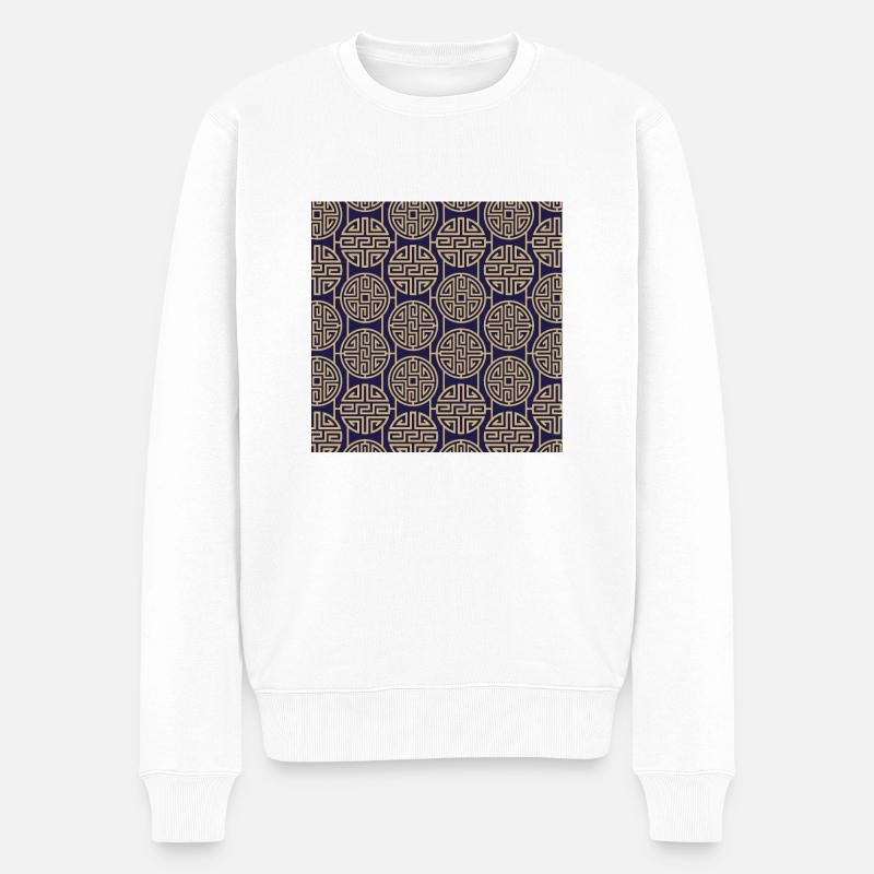 Chinesisches Muster - Männer Premium Bio Pullover - Weiß