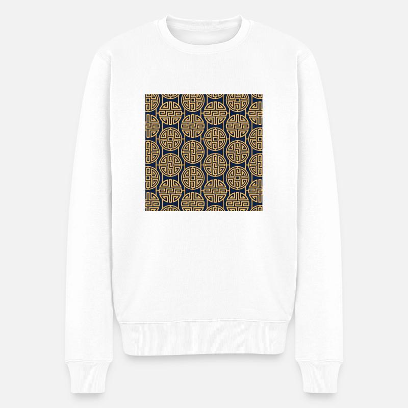 Chinesisches Muster - Männer Premium Bio Pullover - Weiß