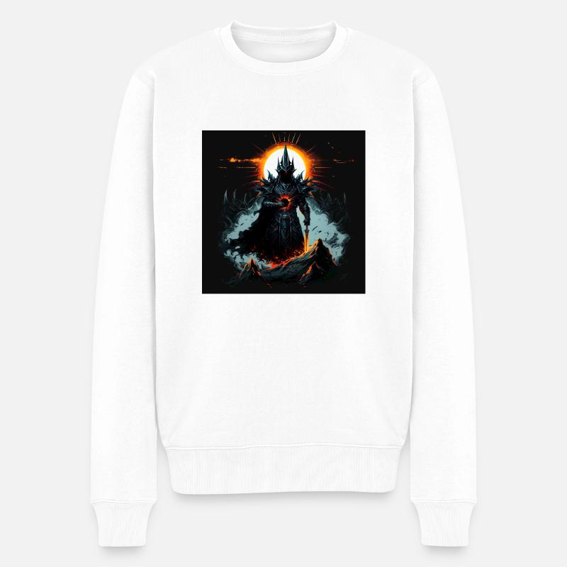 Herr der Schattensonne - Männer Premium Bio Pullover - Weiß