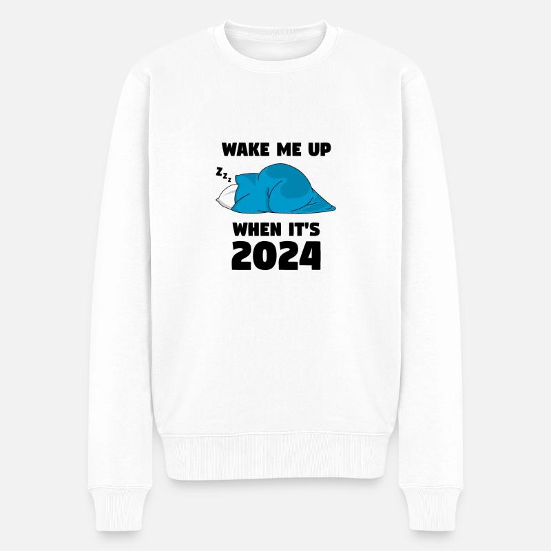 Réveille-moi quand c’est 2024 - Pull Premium bio Homme - blanc