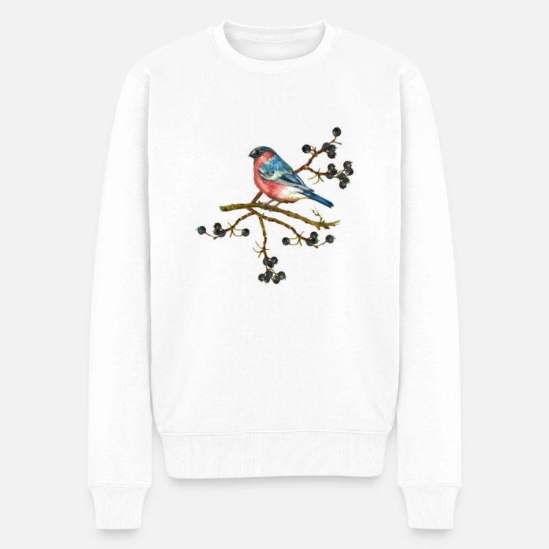 Bunter Vogel - Männer Premium Bio Pullover - Weiß