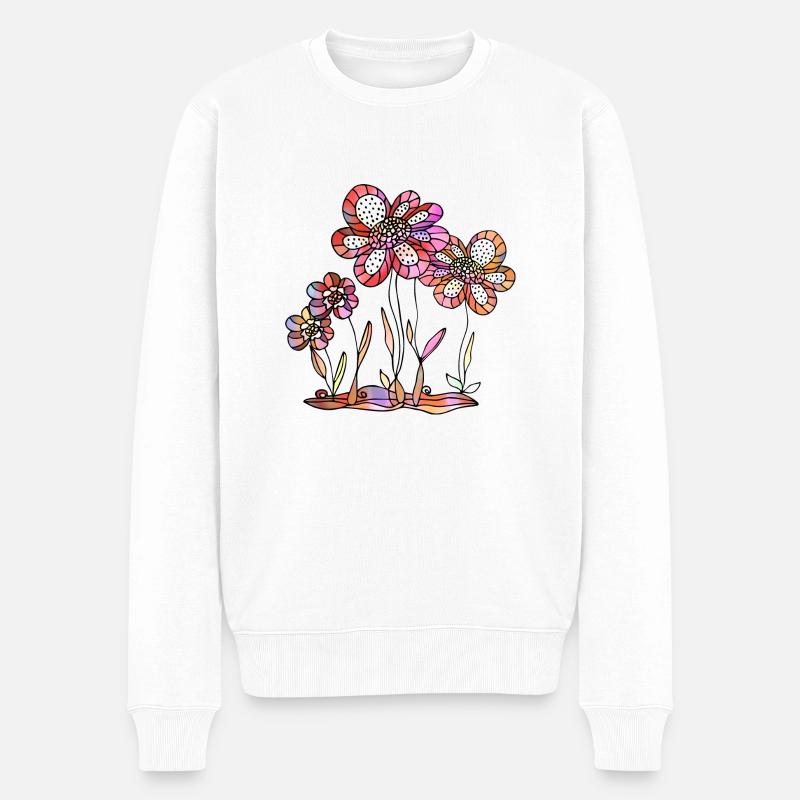 Blumen - Männer Premium Bio Pullover - Weiß