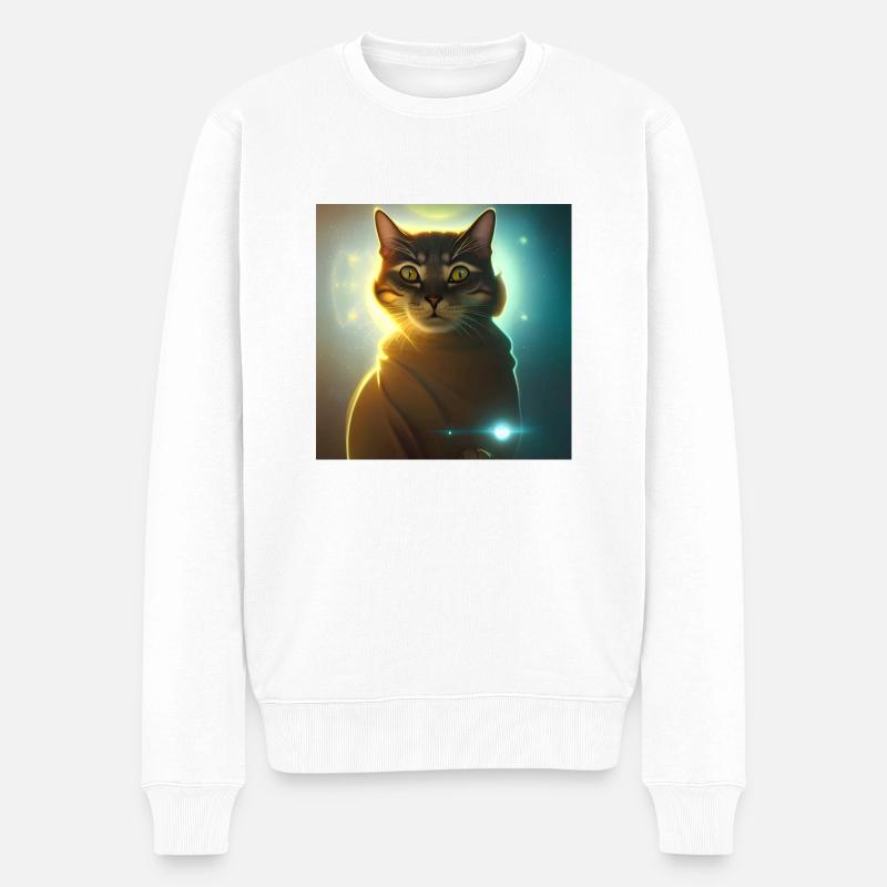 The Universe Cat - Männer Premium Bio Pullover - Weiß