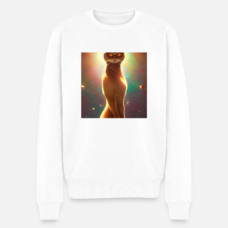 The Universe Cat - Männer Premium Bio Pullover - Weiß