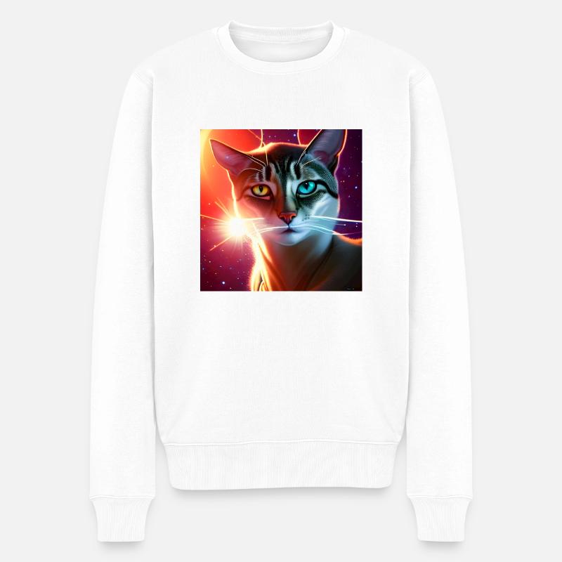 The Universe Cat - Männer Premium Bio Pullover - Weiß