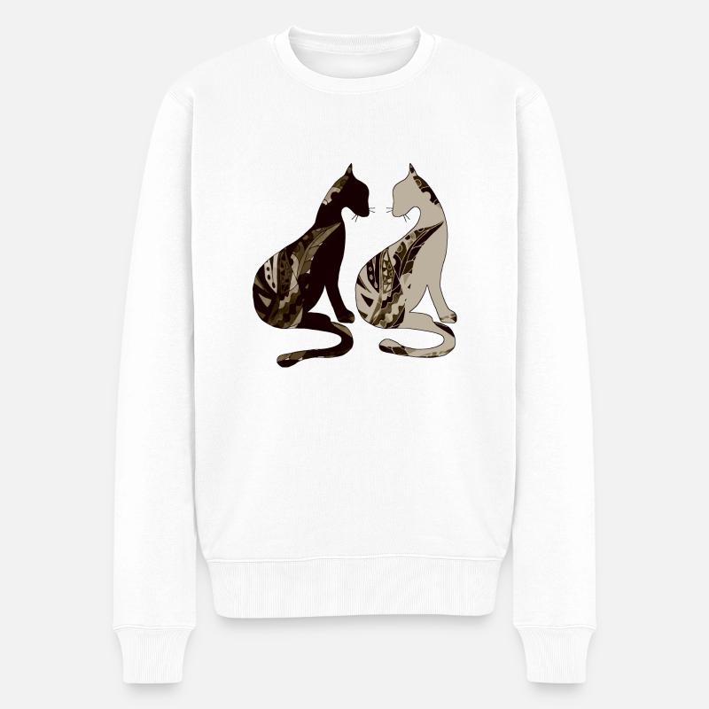 Katzen - Männer Premium Bio Pullover - Weiß