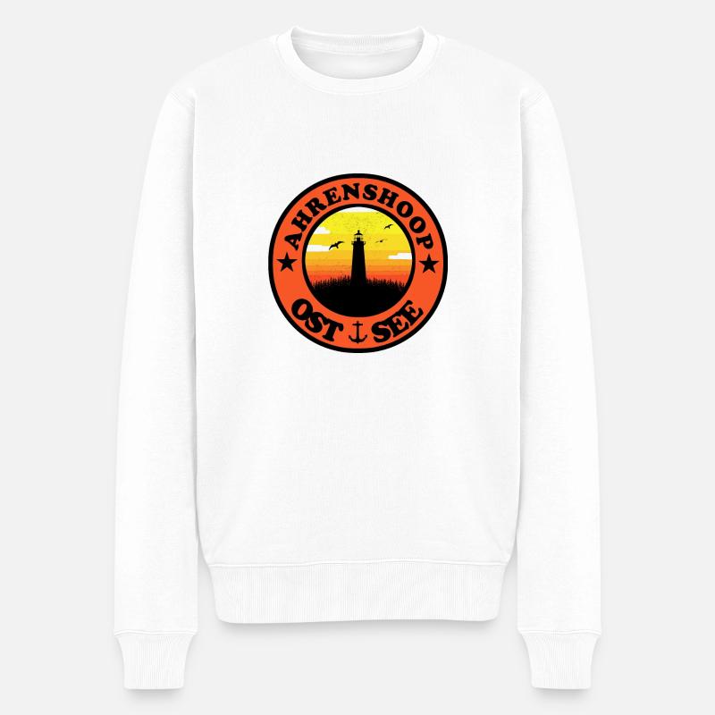 Leuchtturm Ostsee Ahrenshoop - Männer Premium Bio Pullover - Weiß