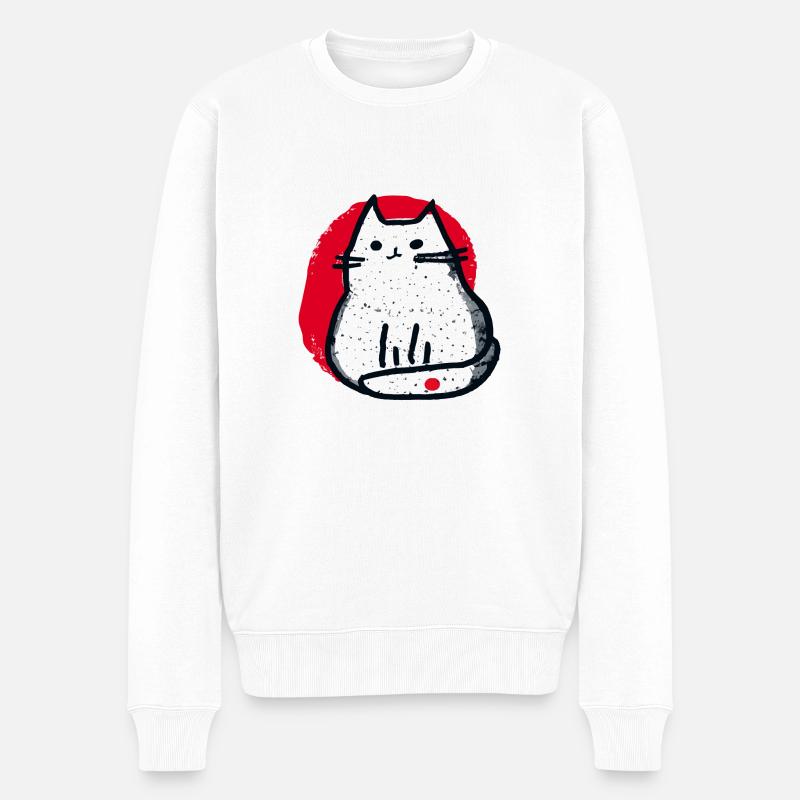 Katzen Japan - Männer Premium Bio Pullover - Weiß