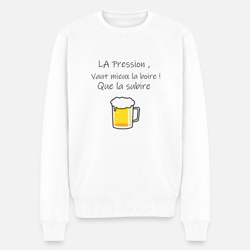Pinte bière cartoon dorée - Pull Premium bio Homme - blanc