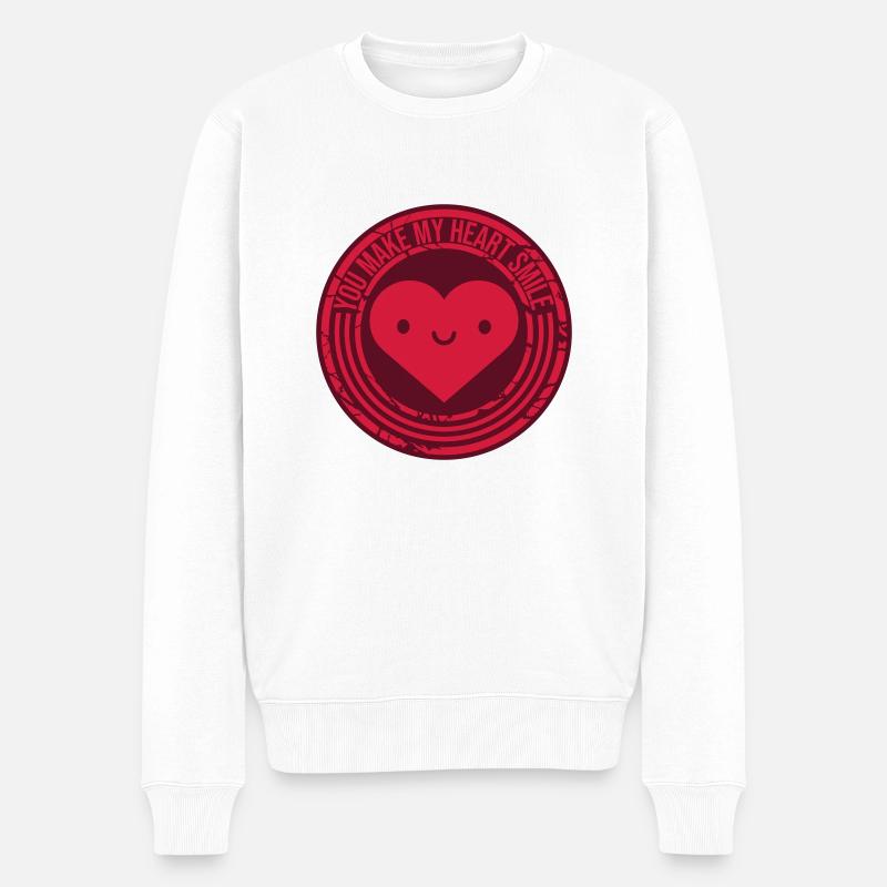 make my heart smile - Männer Premium Bio Pullover - Weiß