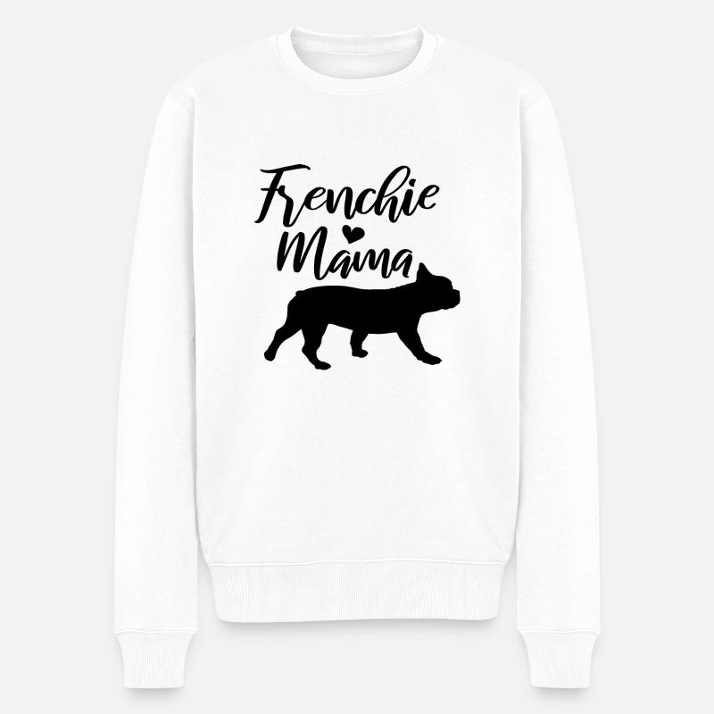 Frenchie Mama - Männer Premium Bio Pullover - Weiß