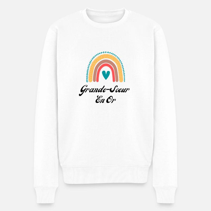 Große Schwester in Gold - Männer Premium Bio Pullover - Weiß
